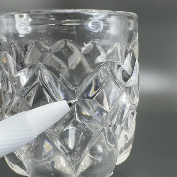 Antique Adams Glass Co Jacobs Tears Clear Goblets Cups Set 2 Manganese 365nm UV - Picture 7 of 15